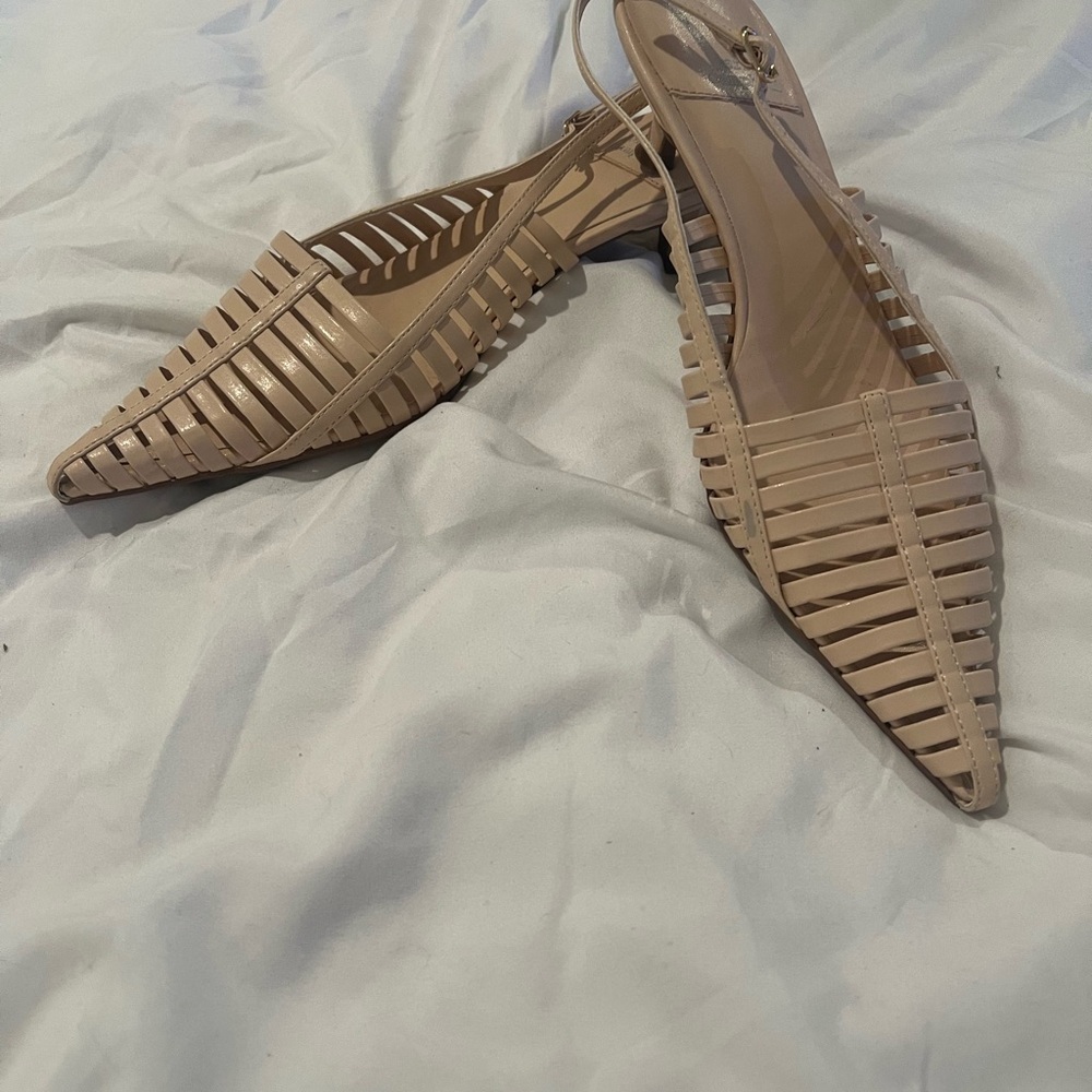 Beige Strappy Flats